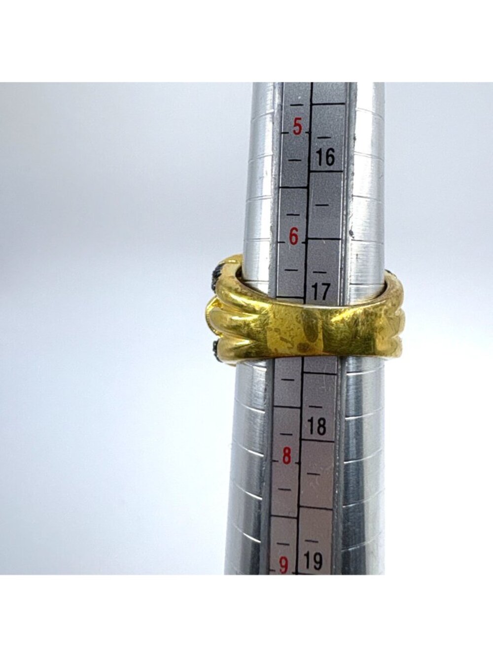 Milor Italy Black Stone Weave Ring Gold Over Sterling Silver 925 Size 6.75 - Picture 8 of 9